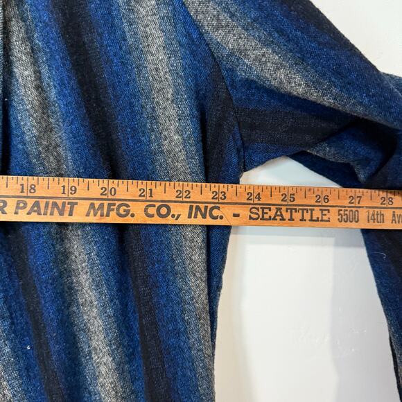 Pendleton Vintage Wool Robe Tie Waist Stripe Long Sleeve Blue Grey One Size - Picture 6 of 8